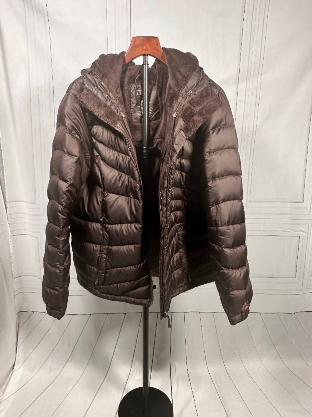 L.L.Bean XL Brown Goose Down Puffer Jacket with Hood